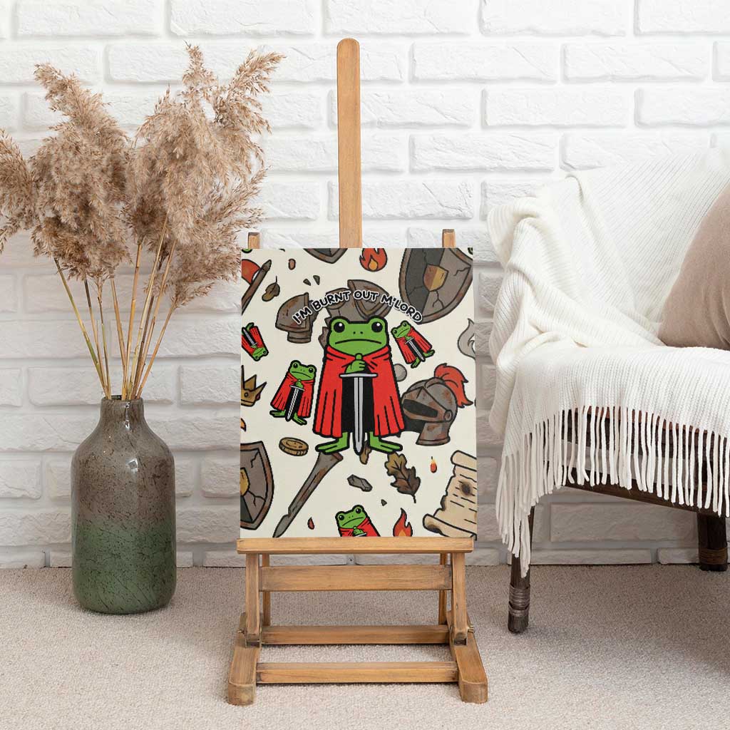 Funny Cartoon Knight Frog Canvas Wall Art Medieval Mood Meme