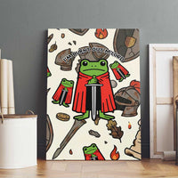 Funny Cartoon Knight Frog Canvas Wall Art Medieval Mood Meme