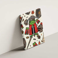 Funny Cartoon Knight Frog Canvas Wall Art Medieval Mood Meme