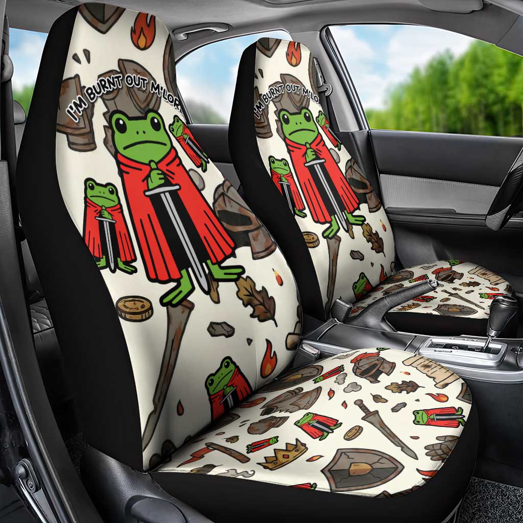 Funny Cartoon Knight Frog Car Seat Cover Medieval Mood Meme