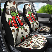 Funny Cartoon Knight Frog Car Seat Cover Medieval Mood Meme