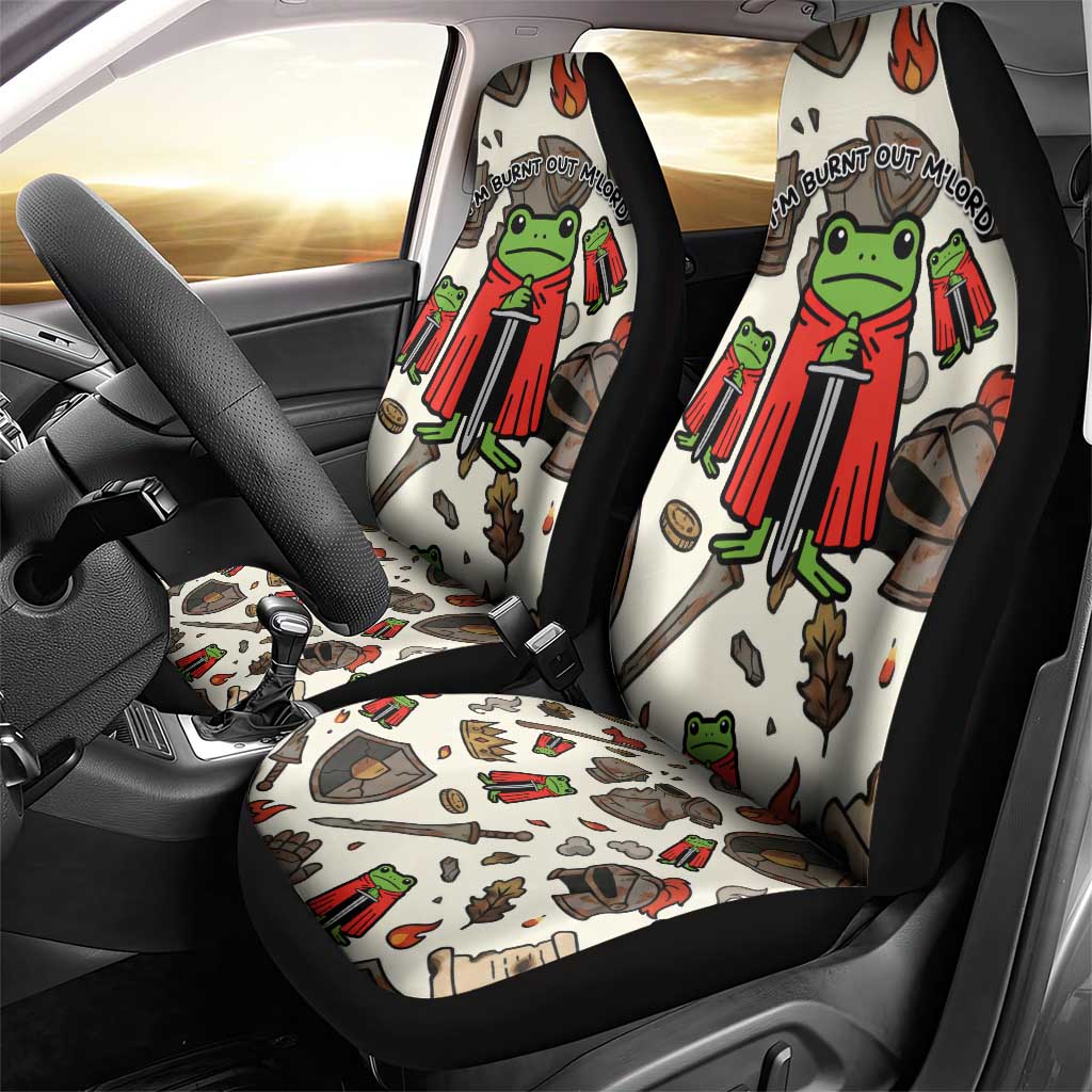Funny Cartoon Knight Frog Car Seat Cover Medieval Mood Meme