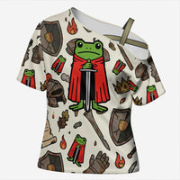 Funny Cartoon Knight Frog Cross Shoulder Shirt Medieval Mood Meme
