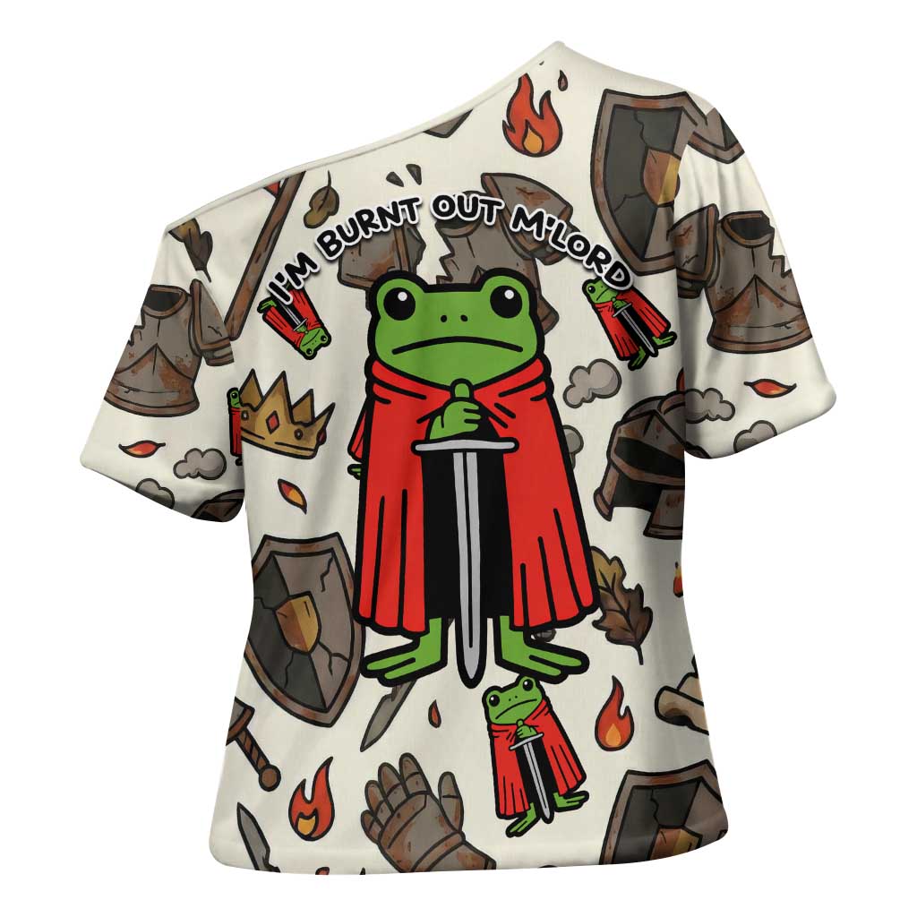 Funny Cartoon Knight Frog Cross Shoulder Shirt Medieval Mood Meme