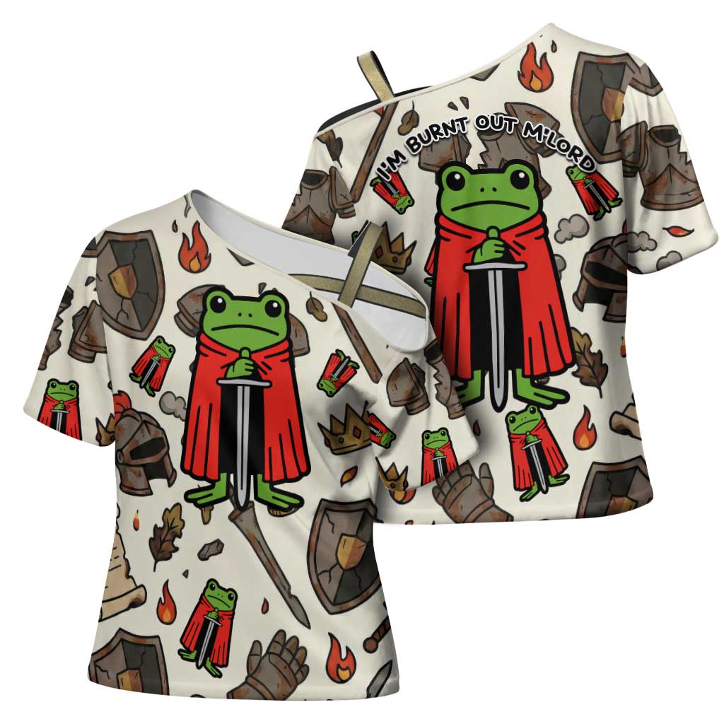 Funny Cartoon Knight Frog Cross Shoulder Shirt Medieval Mood Meme