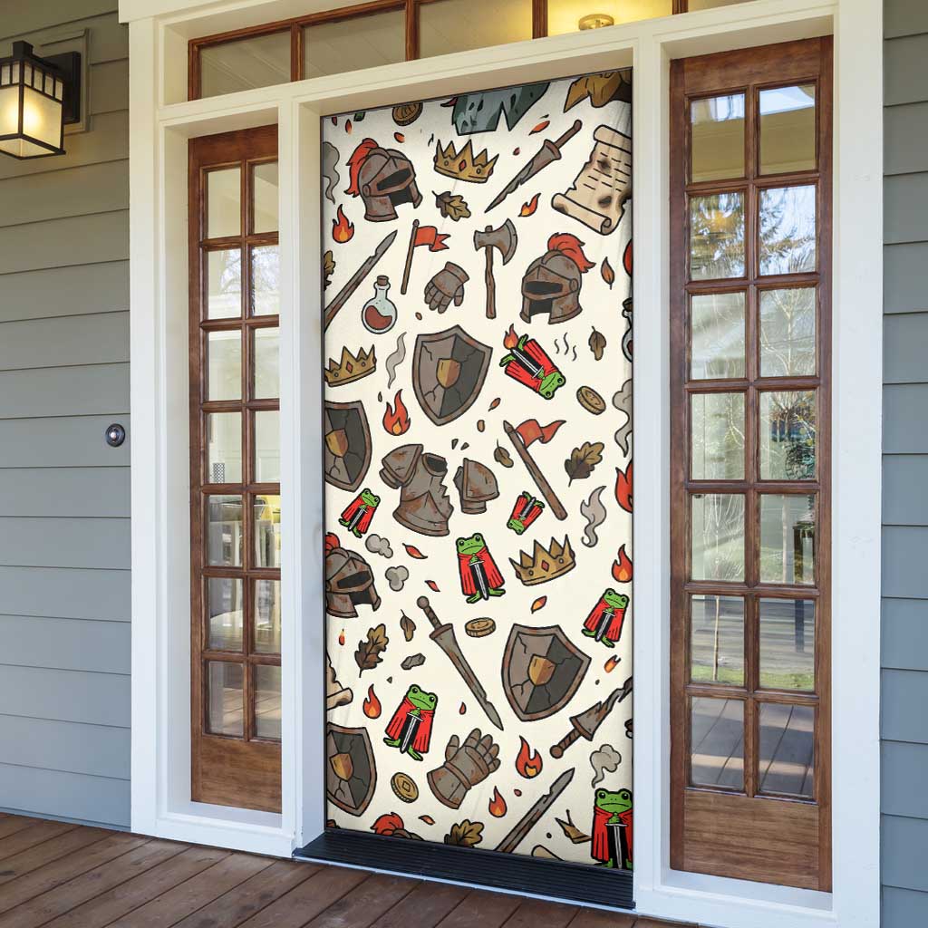 Funny Cartoon Knight Frog Door Cover Medieval Mood Meme