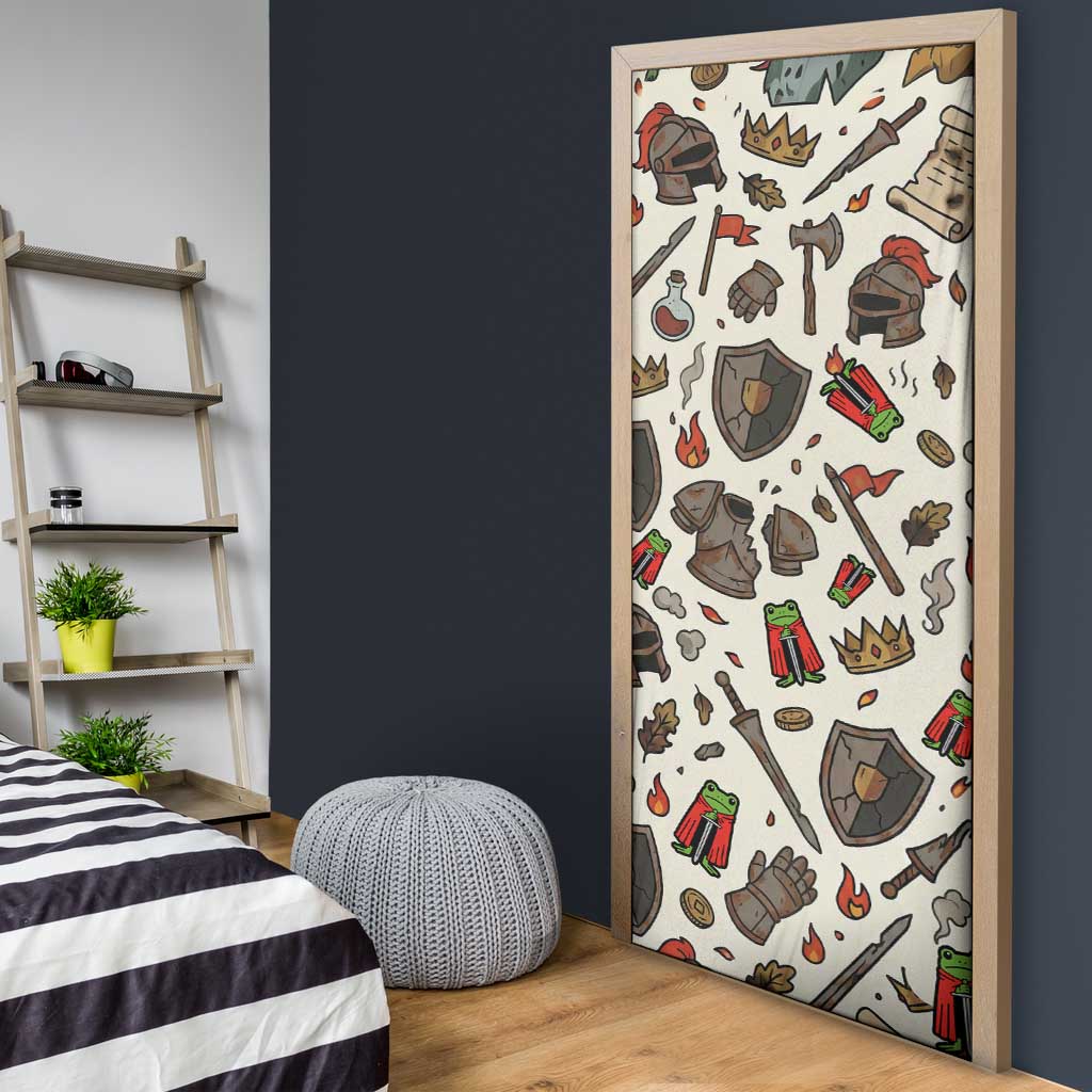 Funny Cartoon Knight Frog Door Cover Medieval Mood Meme