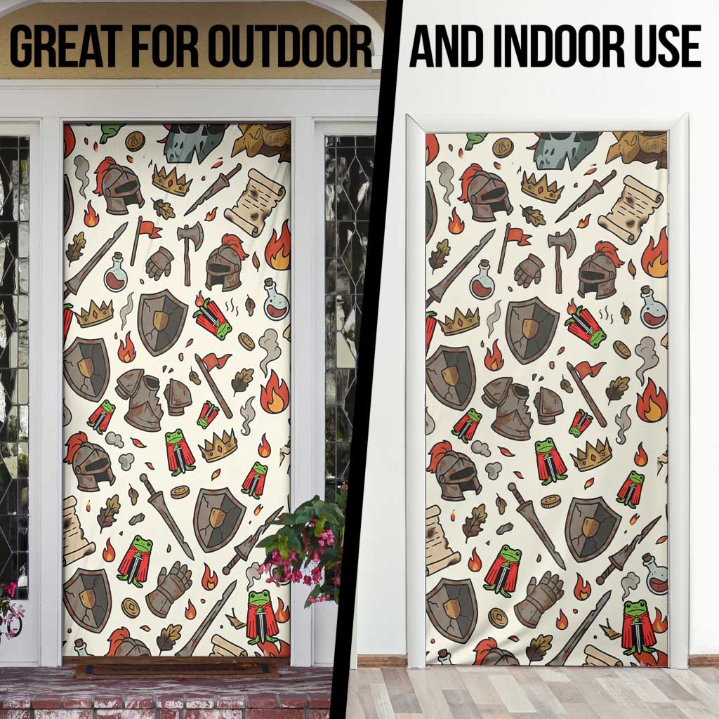 Funny Cartoon Knight Frog Door Cover Medieval Mood Meme