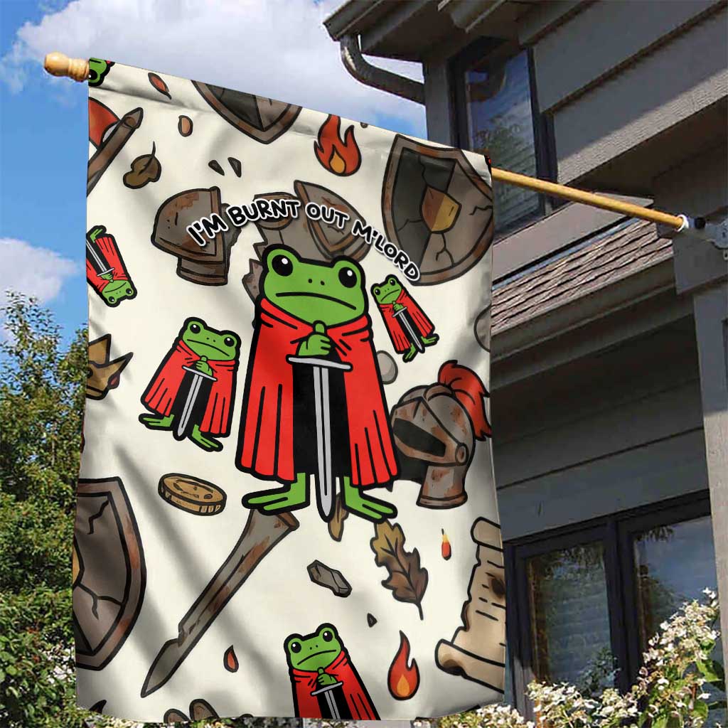 Funny Cartoon Knight Frog Garden Flag Medieval Mood Meme