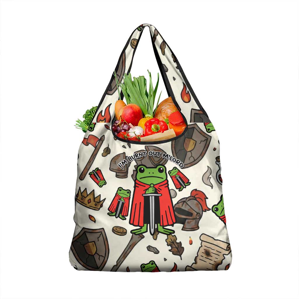 Funny Cartoon Knight Frog Grocery Bag Medieval Mood Meme