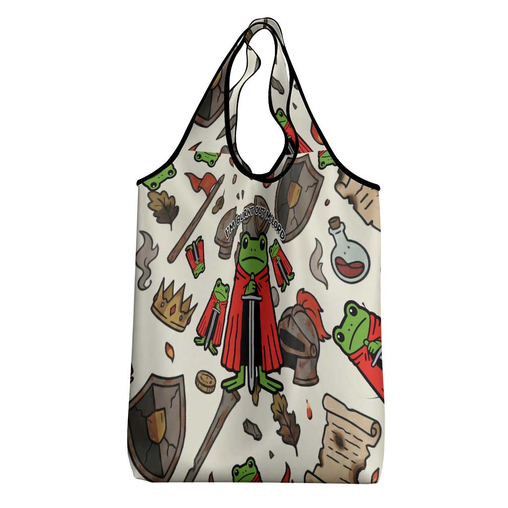 Funny Cartoon Knight Frog Grocery Bag Medieval Mood Meme