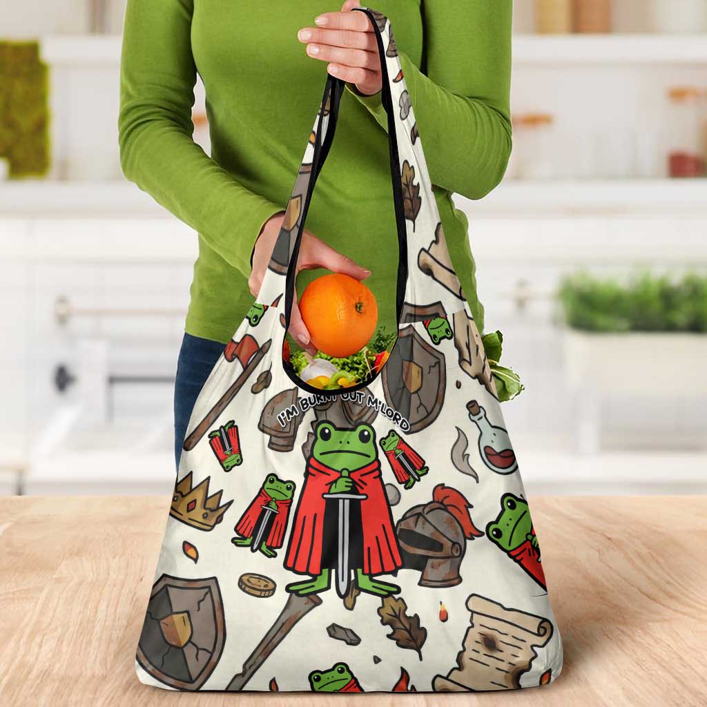 Funny Cartoon Knight Frog Grocery Bag Medieval Mood Meme