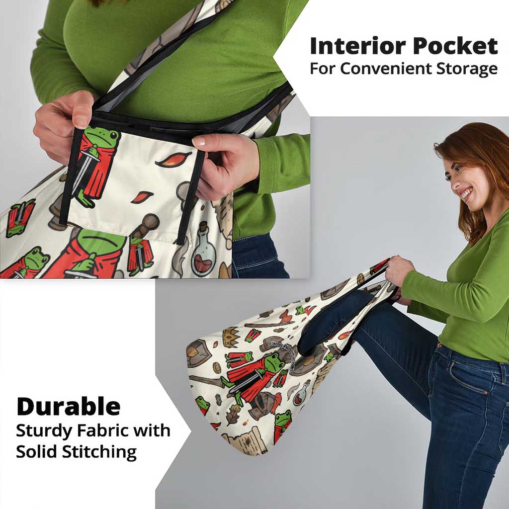 Funny Cartoon Knight Frog Grocery Bag Medieval Mood Meme