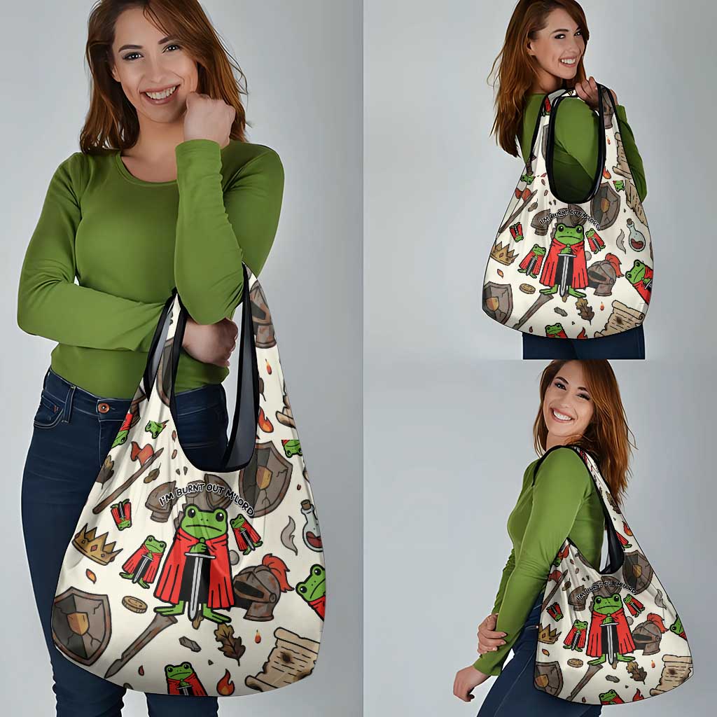 Funny Cartoon Knight Frog Grocery Bag Medieval Mood Meme
