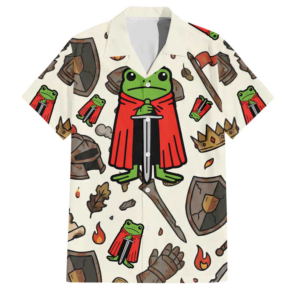 Funny Cartoon Knight Frog Hawaiian Shirt Medieval Mood Meme