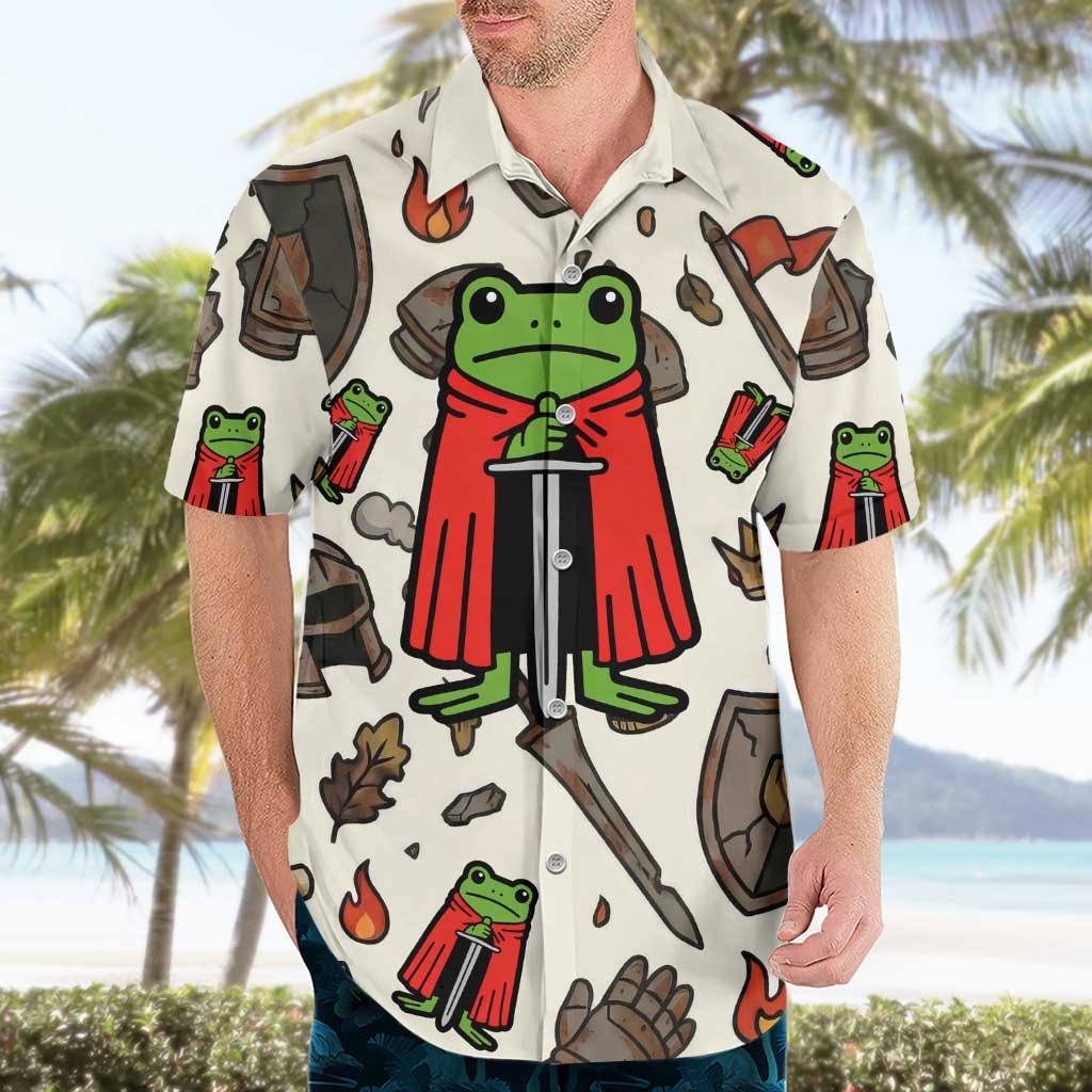 Funny Cartoon Knight Frog Hawaiian Shirt Medieval Mood Meme