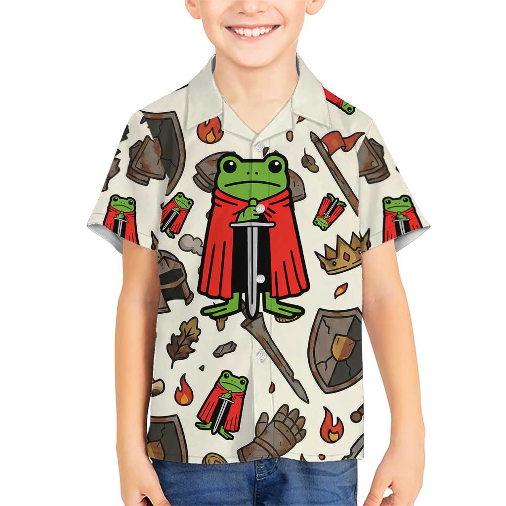 Funny Cartoon Knight Frog Hawaiian Shirt Medieval Mood Meme