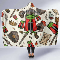 Funny Cartoon Knight Frog Hooded Blanket Medieval Mood Meme