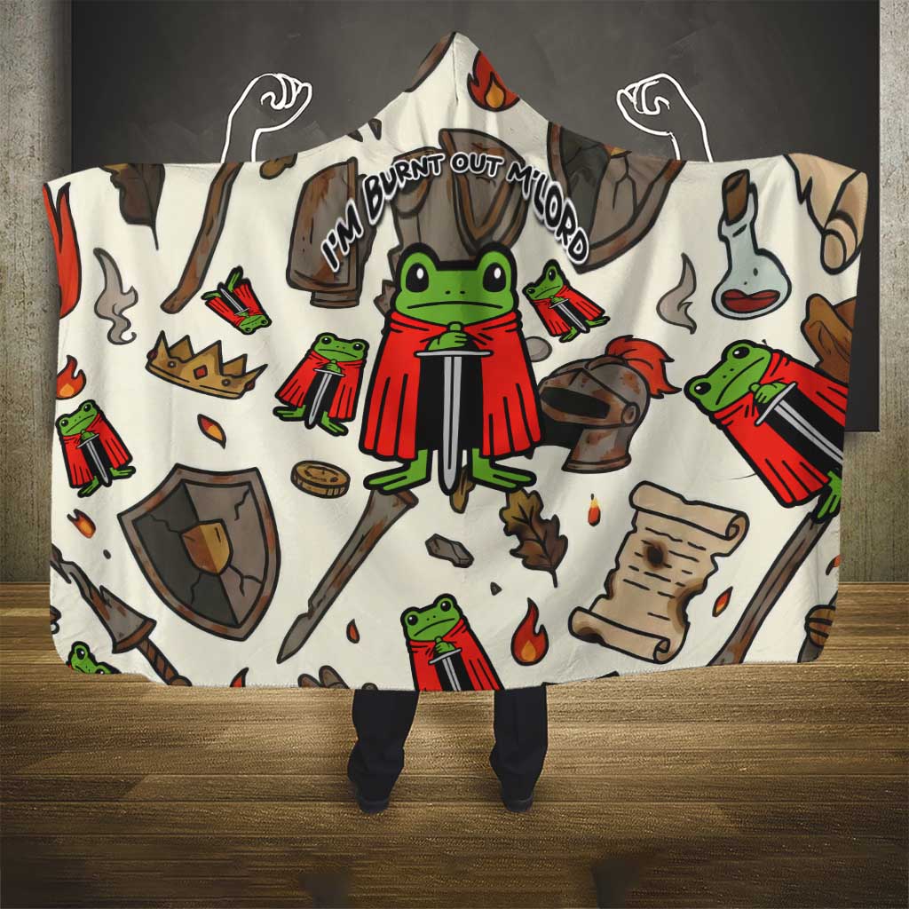 Funny Cartoon Knight Frog Hooded Blanket Medieval Mood Meme