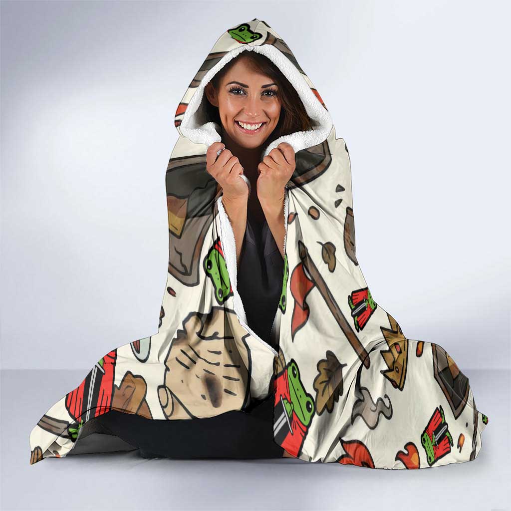 Funny Cartoon Knight Frog Hooded Blanket Medieval Mood Meme