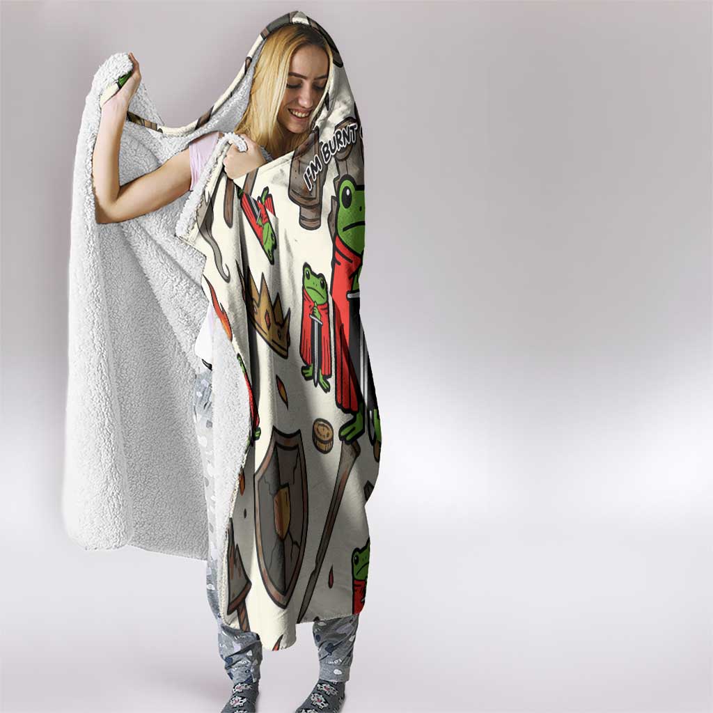 Funny Cartoon Knight Frog Hooded Blanket Medieval Mood Meme