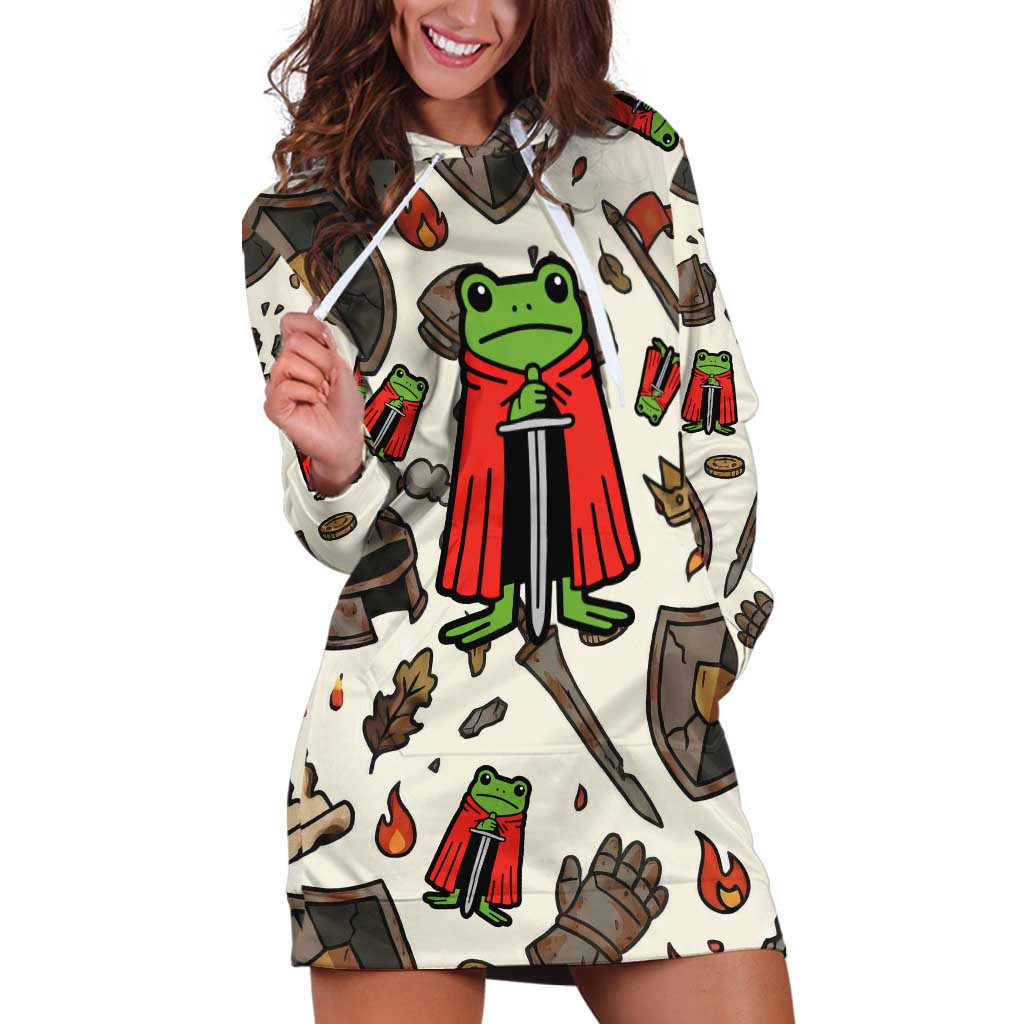 Funny Cartoon Knight Frog Hoodie Dress Medieval Mood Meme
