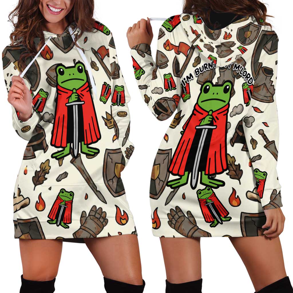 Funny Cartoon Knight Frog Hoodie Dress Medieval Mood Meme
