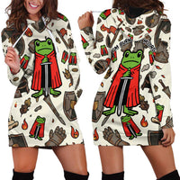 Funny Cartoon Knight Frog Hoodie Dress Medieval Mood Meme