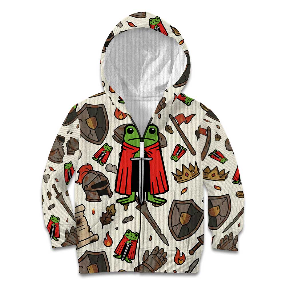 Funny Cartoon Knight Frog Kid Hoodie Medieval Mood Meme