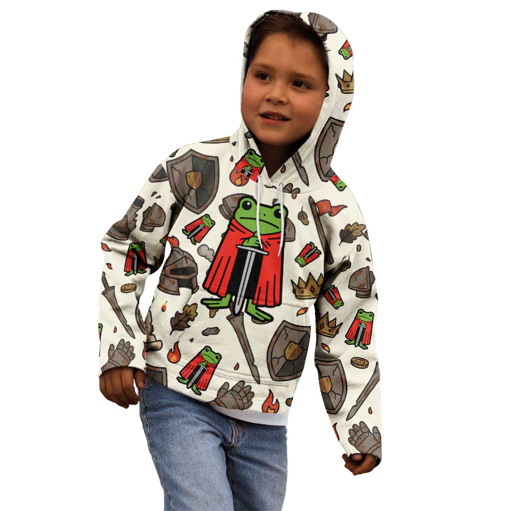 Funny Cartoon Knight Frog Kid Hoodie Medieval Mood Meme
