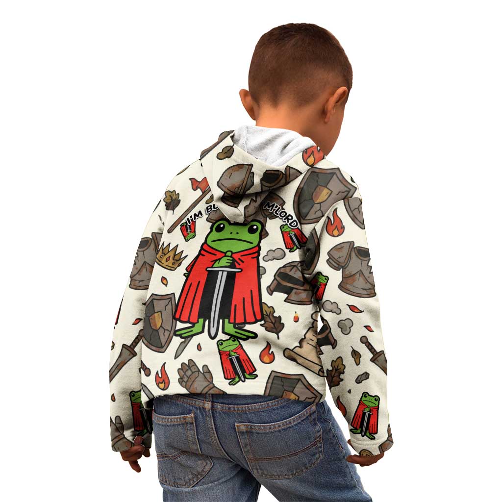 Funny Cartoon Knight Frog Kid Hoodie Medieval Mood Meme