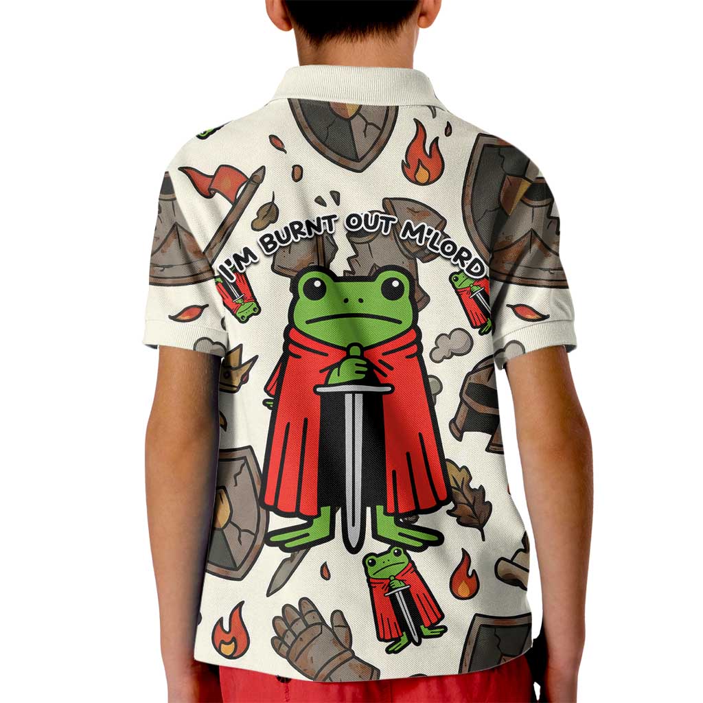 Funny Cartoon Knight Frog Kid Polo Shirt Medieval Mood Meme
