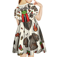 Funny Cartoon Knight Frog Kid Short Sleeve Dress Medieval Mood Meme