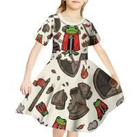 Funny Cartoon Knight Frog Kid Short Sleeve Dress Medieval Mood Meme
