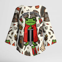 Funny Cartoon Knight Frog Kimono Sleeve Blouse Medieval Mood Meme