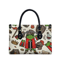 Funny Cartoon Knight Frog Leather Bag Medieval Mood Meme