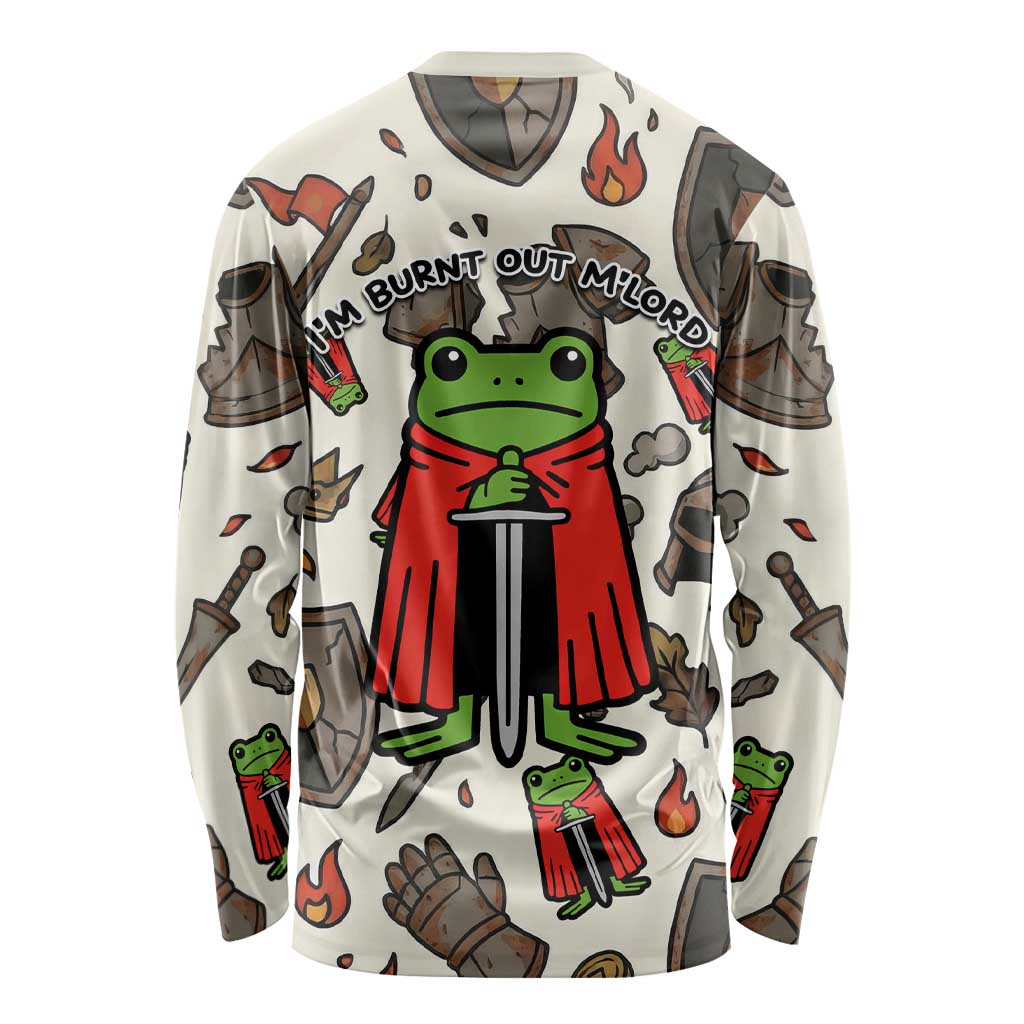 Funny Cartoon Knight Frog Long Sleeve Shirt Medieval Mood Meme