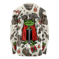 Funny Cartoon Knight Frog Long Sleeve Shirt Medieval Mood Meme