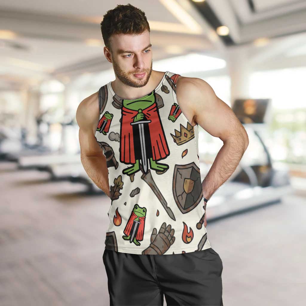 Funny Cartoon Knight Frog Men Tank Top Medieval Mood Meme