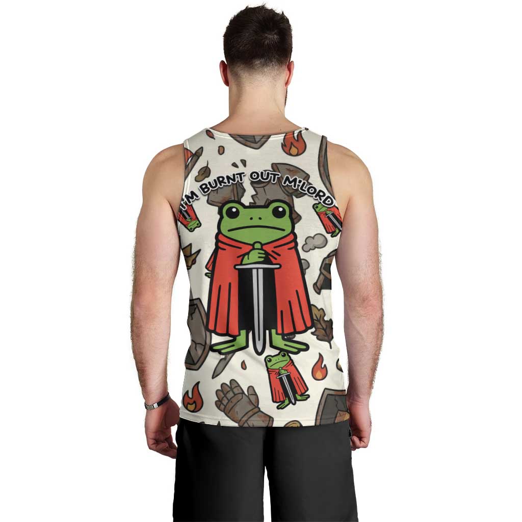 Funny Cartoon Knight Frog Men Tank Top Medieval Mood Meme