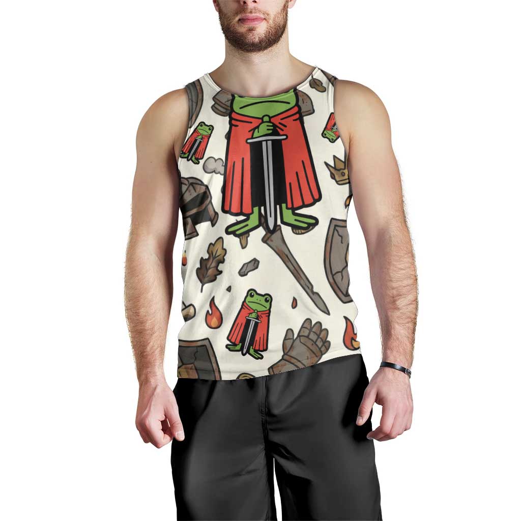 Funny Cartoon Knight Frog Men Tank Top Medieval Mood Meme