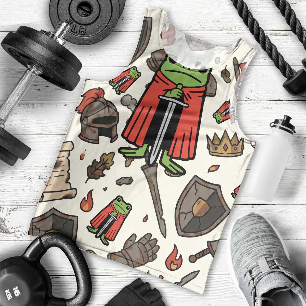 Funny Cartoon Knight Frog Men Tank Top Medieval Mood Meme