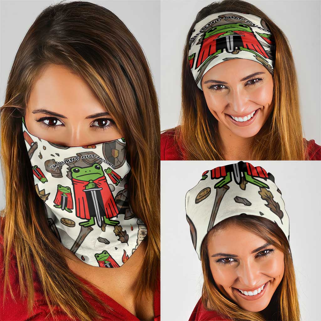 Funny Cartoon Knight Frog Neck Gaiter Medieval Mood Meme