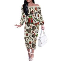 Funny Cartoon Knight Frog Off The Shoulder Long Sleeve Dress Medieval Mood Meme