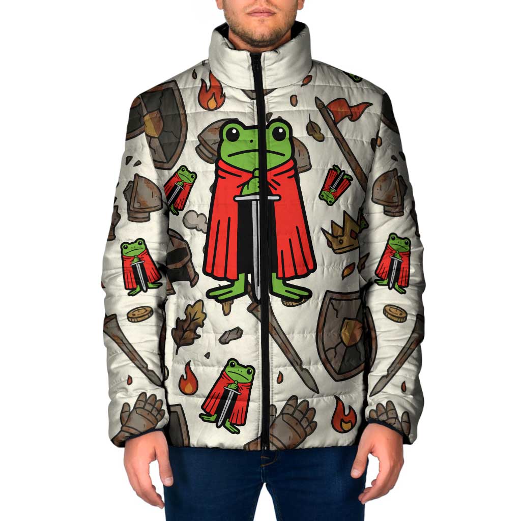 Funny Cartoon Knight Frog Padded Jacket Medieval Mood Meme