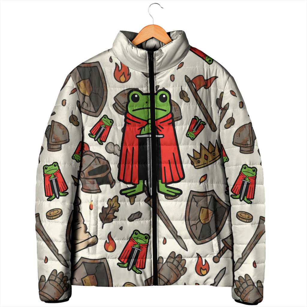 Funny Cartoon Knight Frog Padded Jacket Medieval Mood Meme