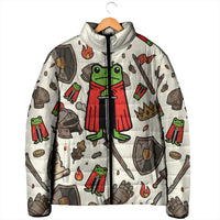 Funny Cartoon Knight Frog Padded Jacket Medieval Mood Meme