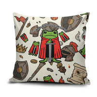 Funny Cartoon Knight Frog Pillow Cover Medieval Mood Meme