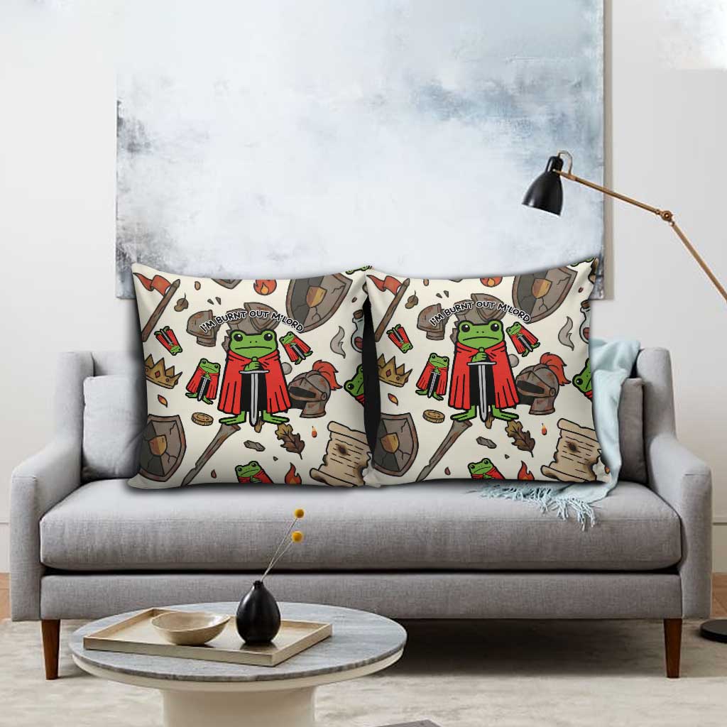 Funny Cartoon Knight Frog Pillow Cover Medieval Mood Meme