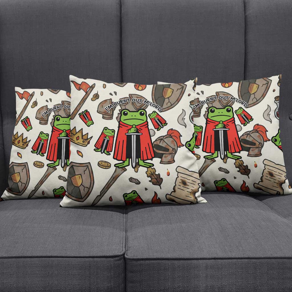 Funny Cartoon Knight Frog Pillow Cover Medieval Mood Meme
